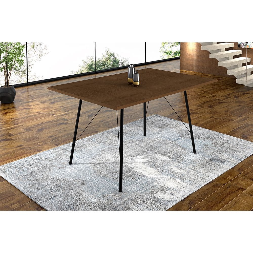 Mesa Sala de Jantar Paraty Preto 120x75cm Tampo Amêndoa