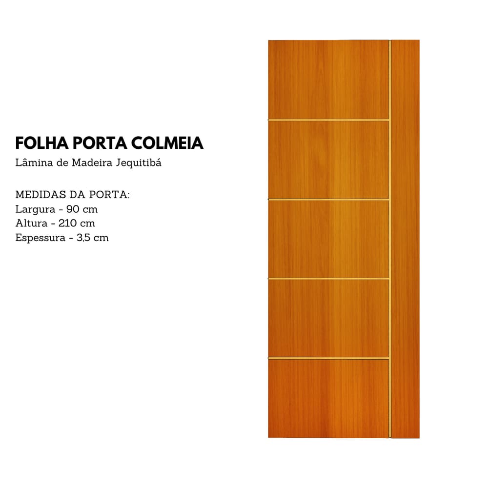 Porta Madeira Modelo Colmeia Frisada 4000 - 70x210 x 3,5 Jequitibá - Alamo