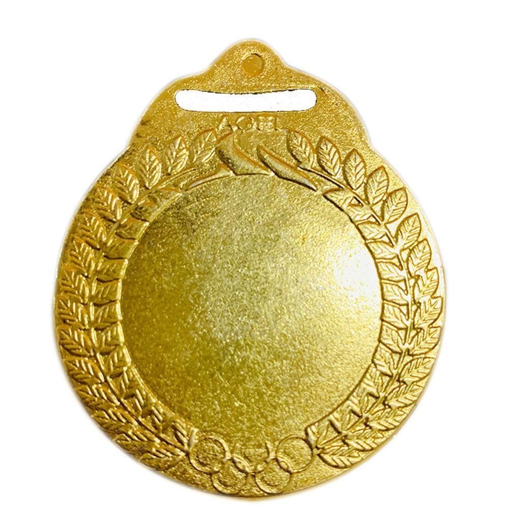 20 Medalhas Grandes 5cm Para Personalizar Centro Liso 3,4cm ouro