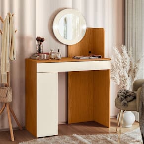 Penteadeira Camarim 1 Gaveta Aurea Cinamomo/Off White