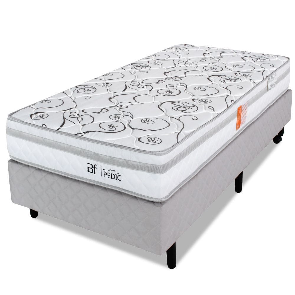 Cama Box com Colchão Solteiro Ortopédico Firme Espuma D28 88x188cm BF Colchões