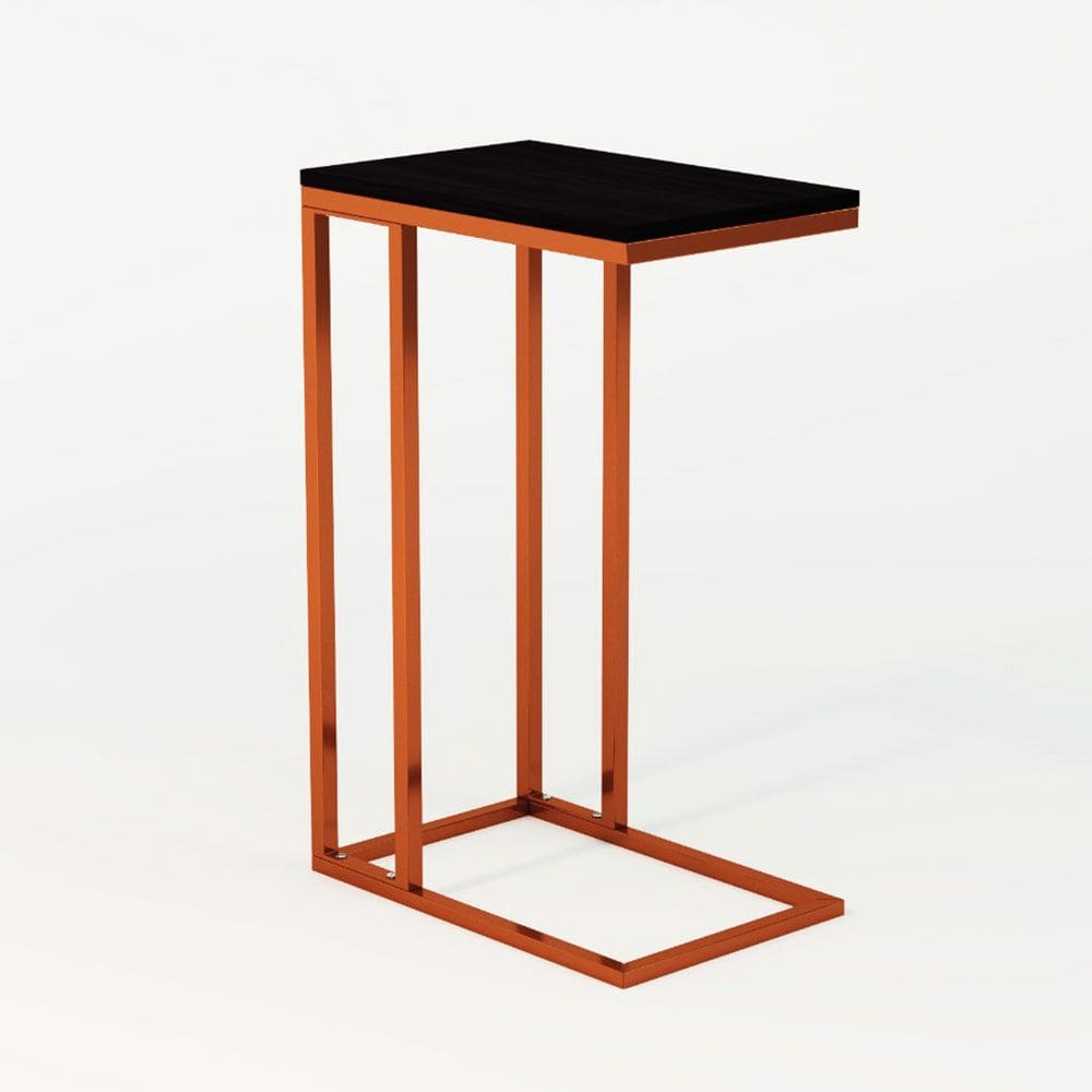 Mesa Lateral Encaixe Elena Cobre E Tampo Preto New Green