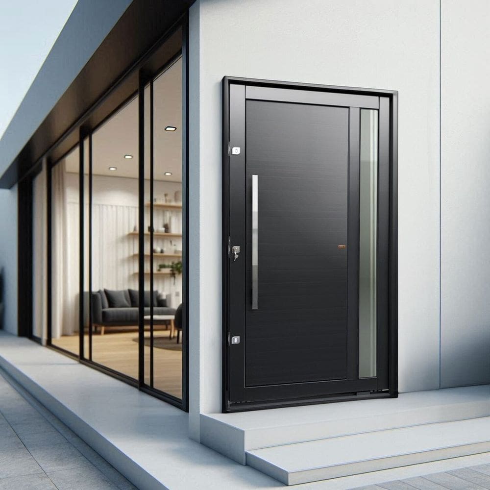 Porta Pivotante Lambril Visione com Puxador Lado Direito Elite 216x150cm Preto
