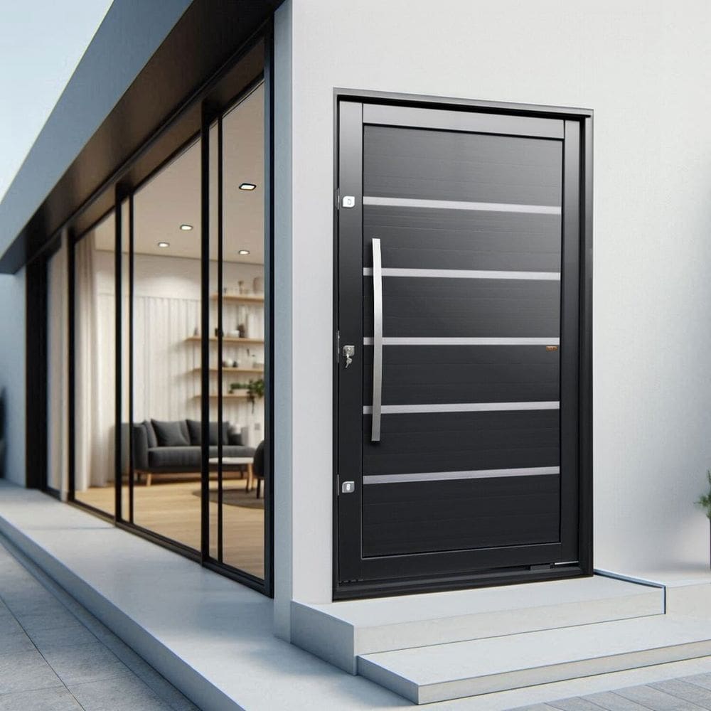 Porta Pivotante Lambril Premium com Puxador Lado Esquerdo Elite 216x120 Preto