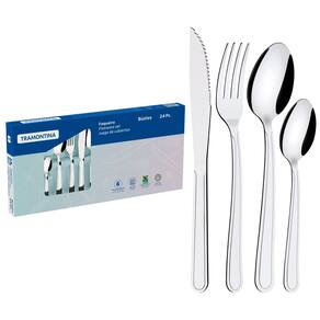 Jogo de Talher Búzios Aço Inox Com Detalhe 24 Pçs - Tramontina 23799/071