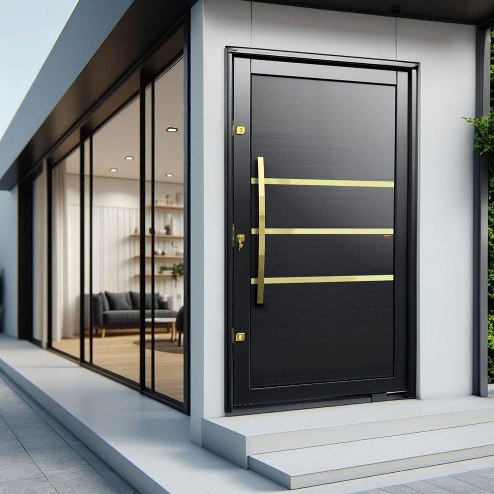 Porta Pivotante Lambril Evolution com Puxador Lado Esquerdo Elite 240x130 Preto