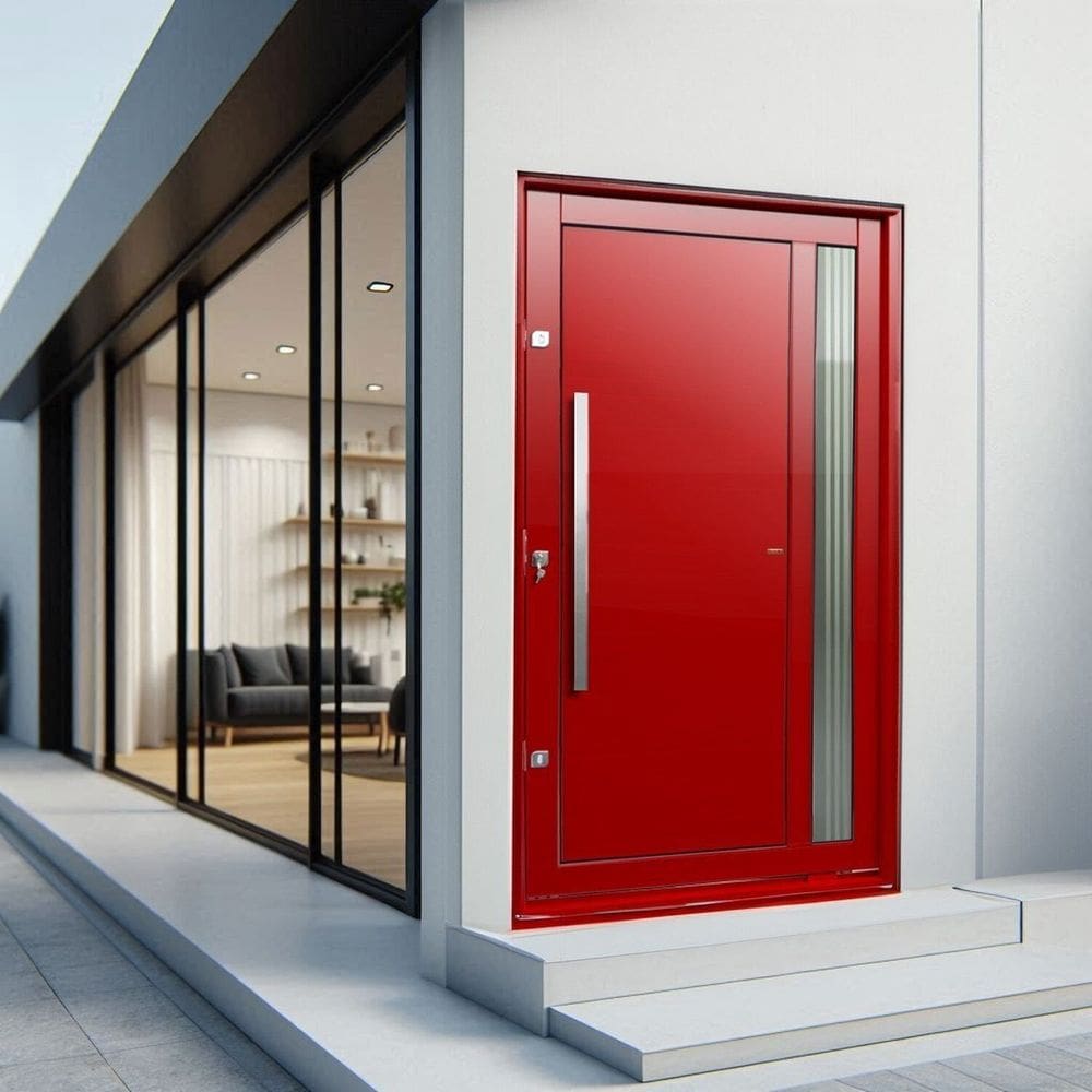 Porta Pivotante Lambril Visione com Puxador Lado Esquerdo Elite 240x120 Vermelho