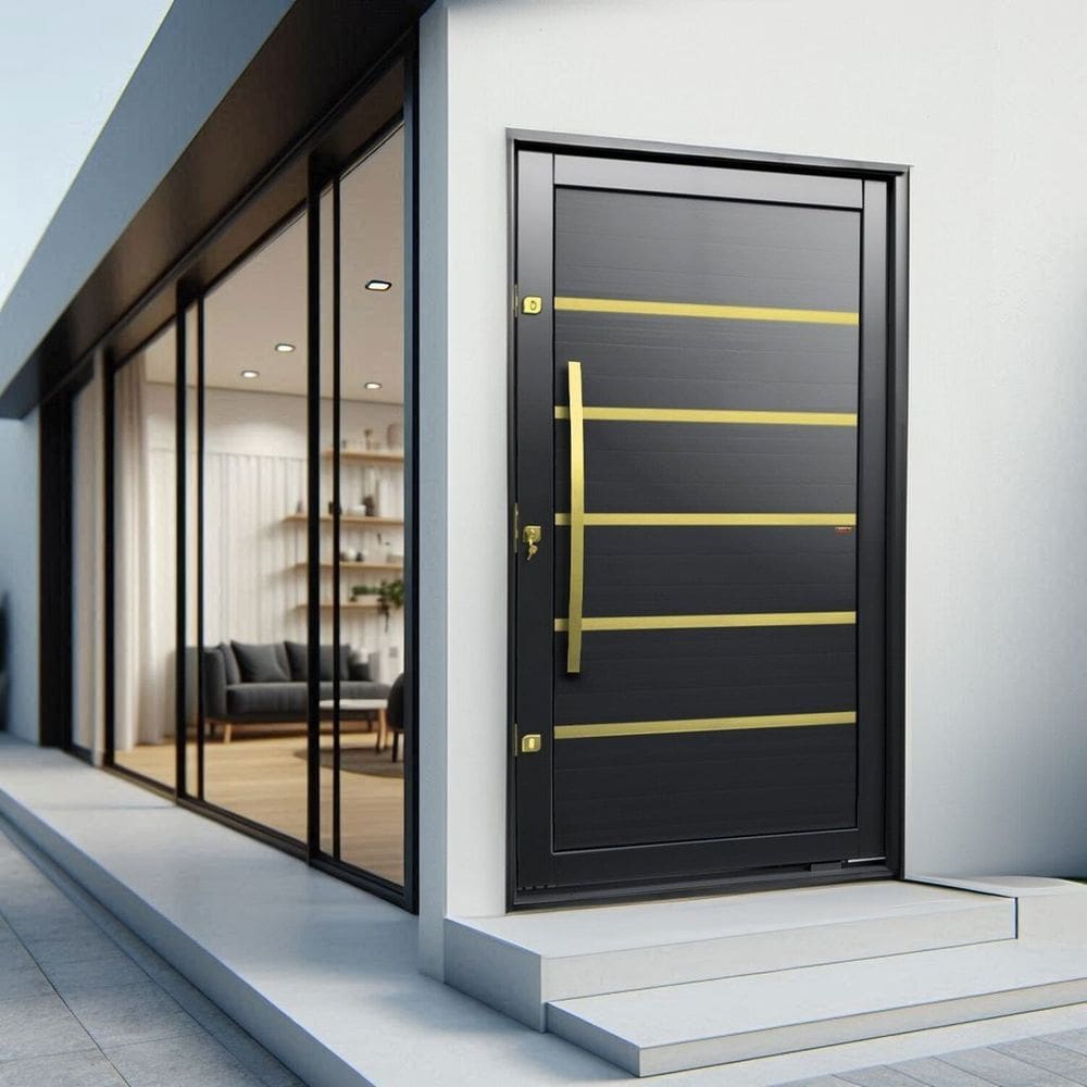 Porta Pivotante Lambril Premium com Puxador Lado Direito Elite 216x120 Preto