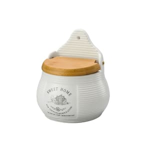 Saleiro de Parede Cerâmica e Tampa de Bambu Sweet Home 10cm