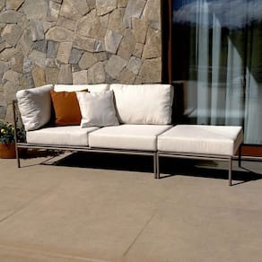 Conjunto Jardim e Varanda 1 Chaise Esquerda 1 Puff Refúgio Cabecasa madeiramadeira Champanhe/Quaker areia