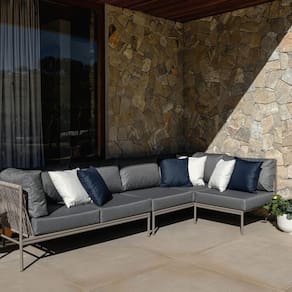 Conjunto Jardim e Varanda 1 Chaise Direita 1 Chaise Esquerda 1 Módulo 70cm Cabecasa madeiramadeira Champanhe/Cinza Mesclado