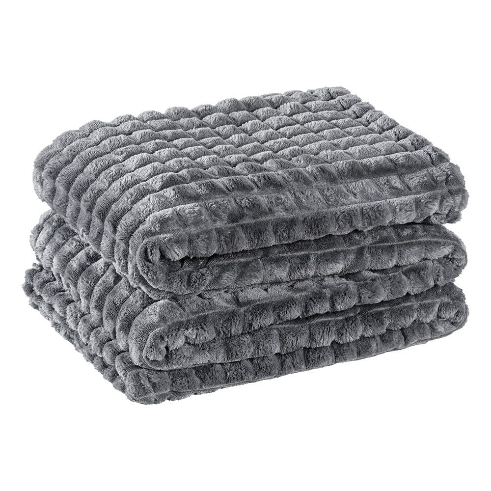 Cobertor Queen Flannel Fofy Cinza