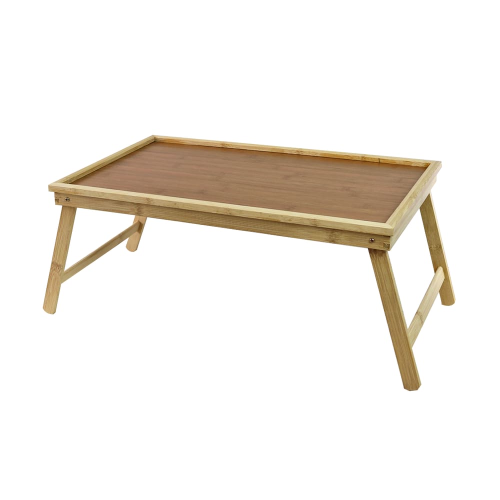 Bandeja De Bambu Retangular Com Pé Dobrável 50x30cm