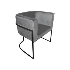 Cadeira de Jantar Premium Base de Ferro Preta Veludo Cinza