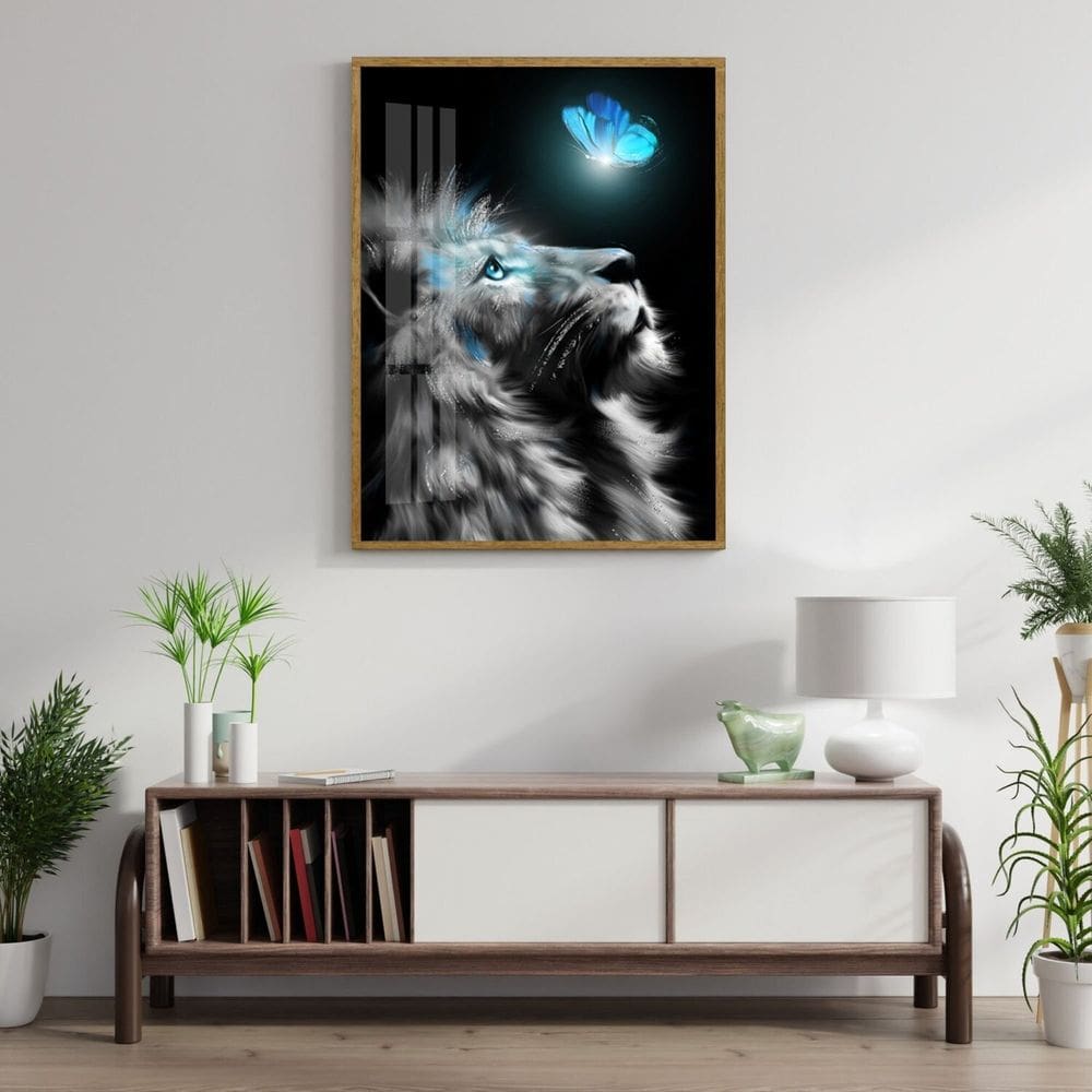 Quadro Decorativo Leão Animal 001 com Vidro 60cmx80cm