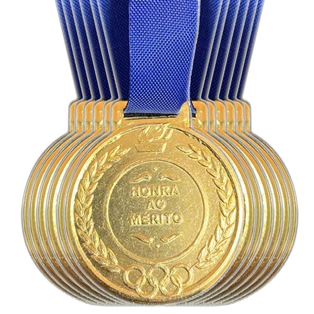 Kit 25 Medalhas Honra Ao Mérito Premiação Escola 290mm ouro