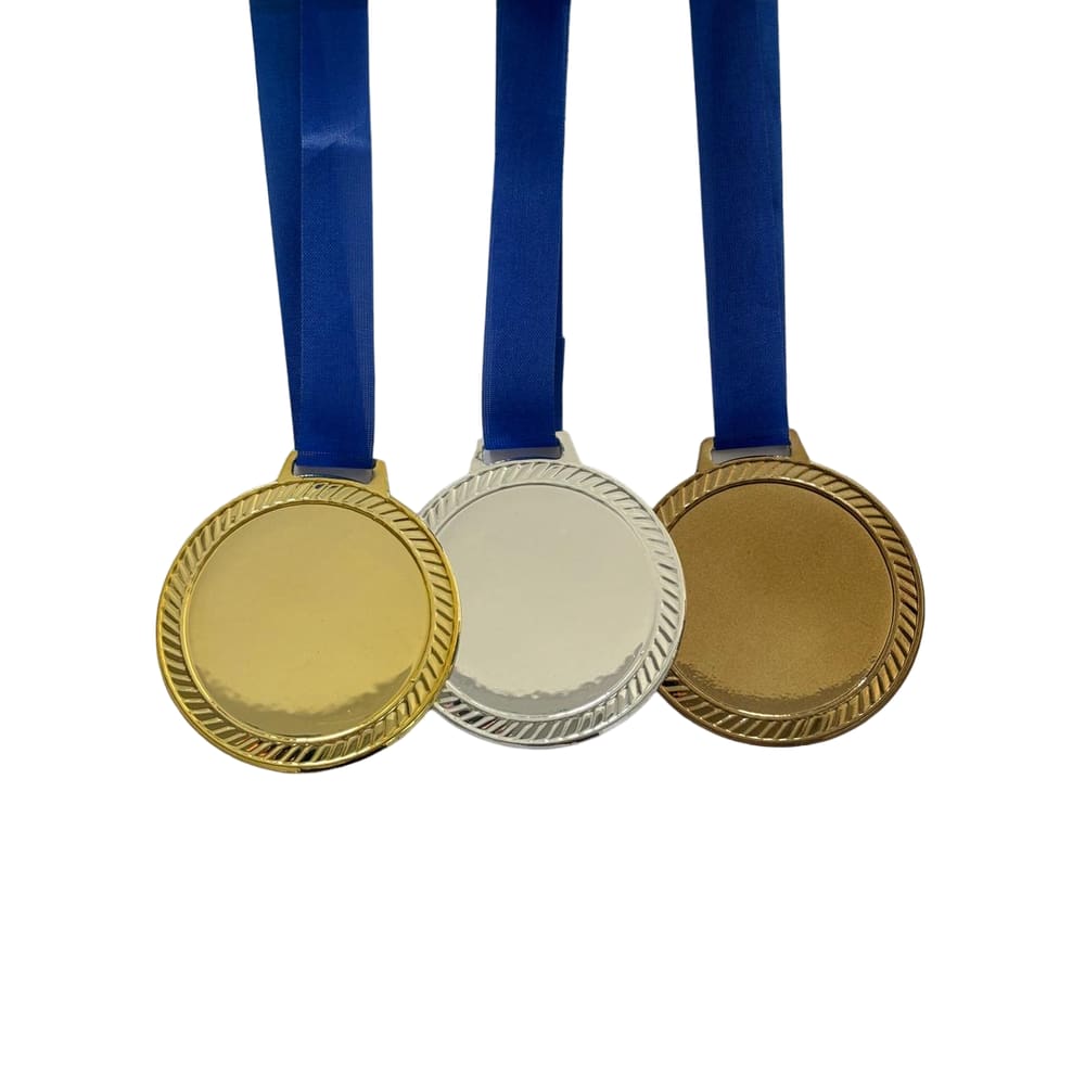 60 Medalhas de Aço 6cm Ouro Prata Bronze Centro Liso Esporte