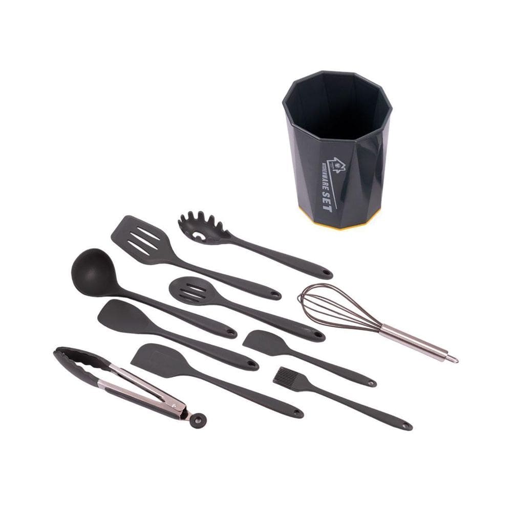 Kit C/11 Utensílios De Cozinha Silicone Grafite Sofisticado