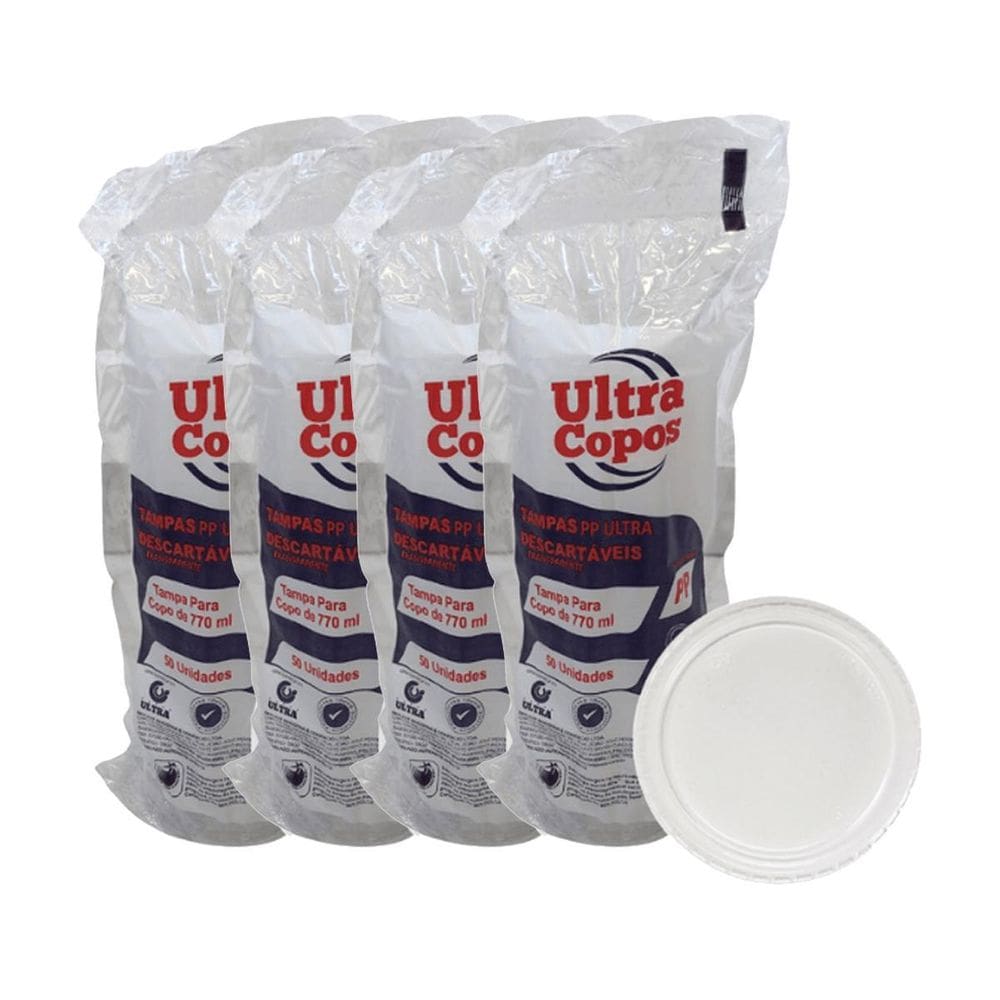Tampa Para Copo 770Ml Transparente Sem Furo Pp C/200 Ultra