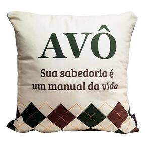 Almofada Fibra Veludo 40X40 Avô Xadrez 10065173 Zonacriativa