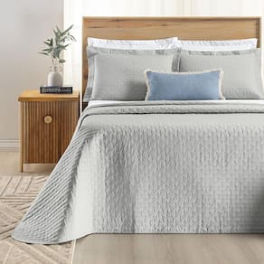 Colcha Cama King 3 Peças Bordado 200 Fios Verity Cinza