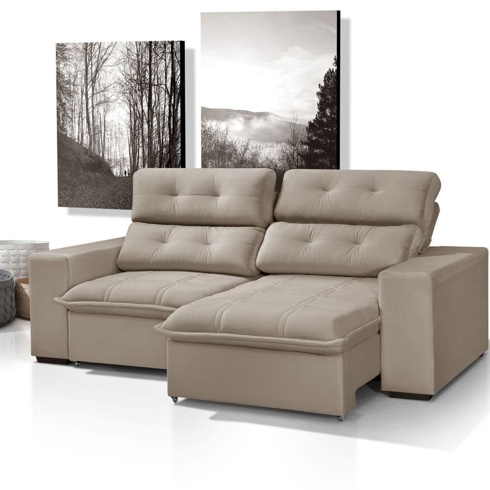 Sofá 3 Lugares Turmalina 202cm Um Excelente Móvel para Sua Sala Bege