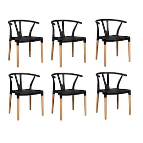 Conjunto 6 Cadeiras Polipropileno Wishbone Yescasa Preto