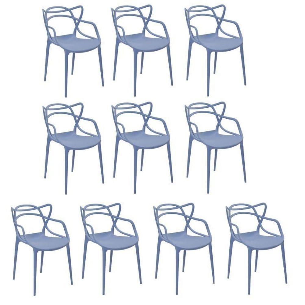 Conjunto 10 Cadeiras Allegra Pp Azul Caribe