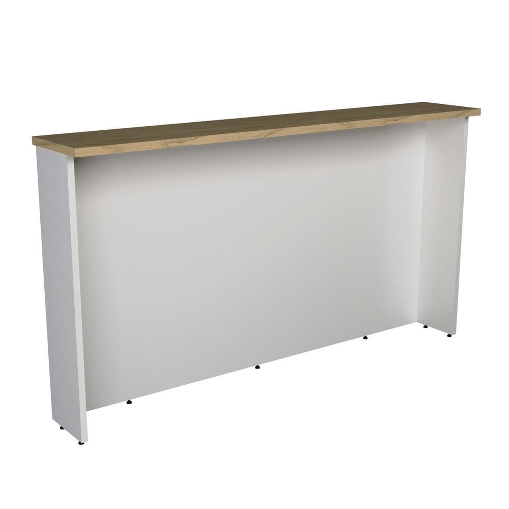 Bancada Ilha 200cm Cozinha Sevilha Branco Ártico/Carvalho Marrom