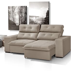 Sofá 3 Lugares Turmalina 220 Cm Ll Excelente Móvel para Sua Sala Bege