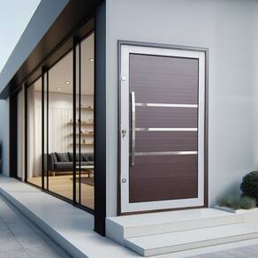 Porta Pivotante Lambril Evolution com Puxador Lado Esquerdo Elite 240x150 Mix Corten