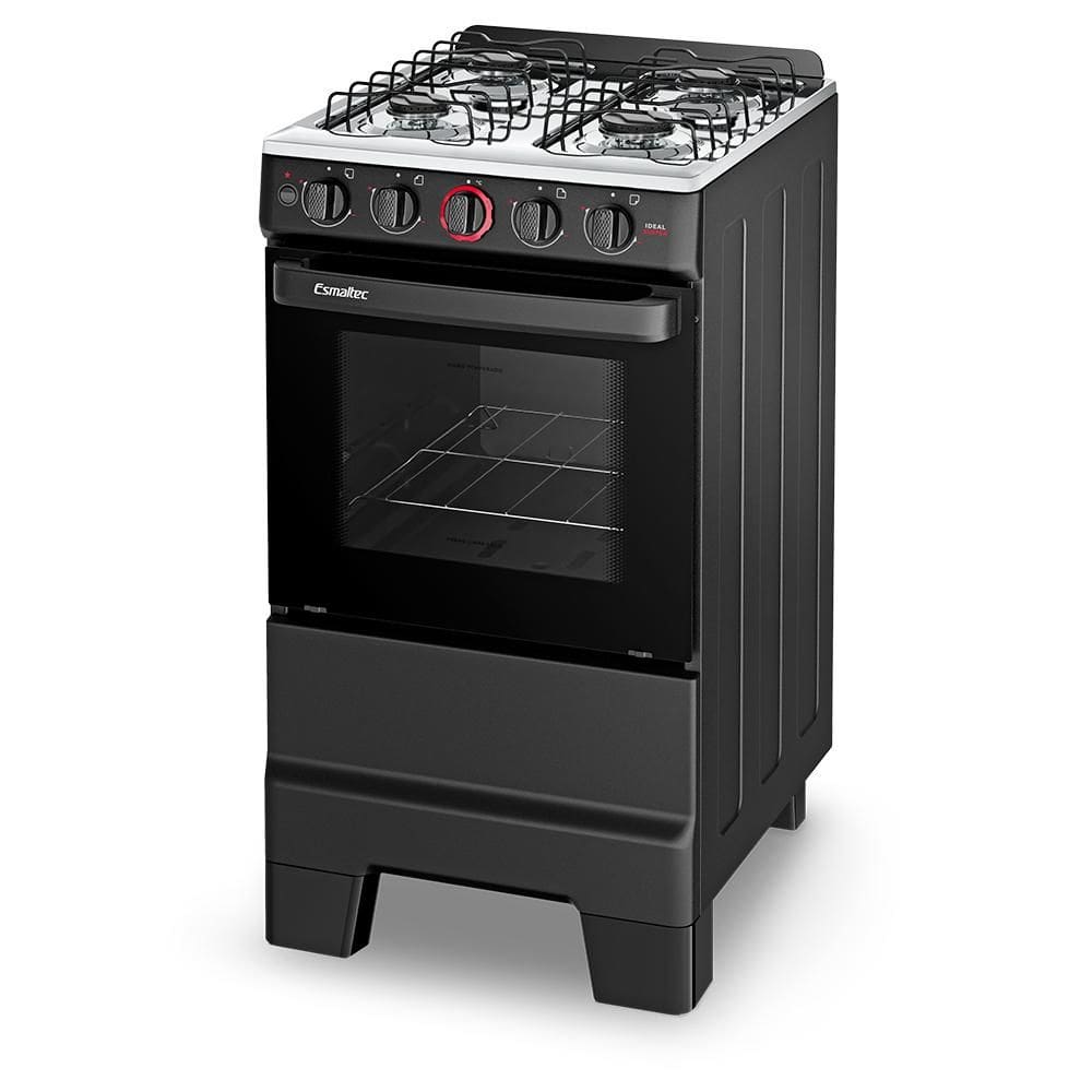 Fogão Esmaltec Ideal SUPER 4 Bocas Preto com Acendimento Automático