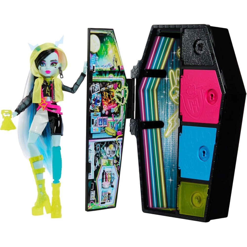 Hnf79 Monster High Boneca Skulltimates Secrets Sustos Frankie Neon