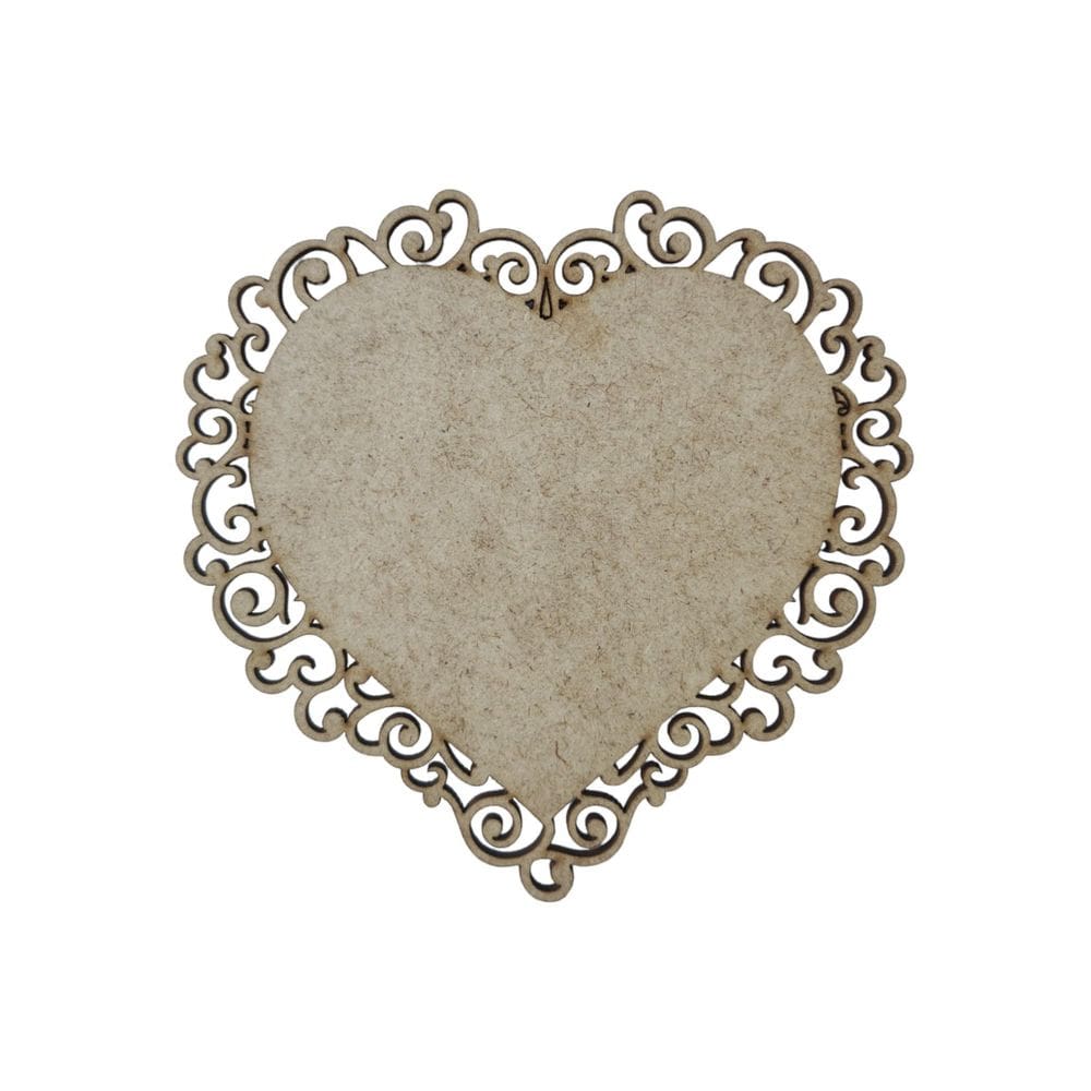 Placa Mdf Cru Artesanato Design Coração Aramado Liso 30Cm