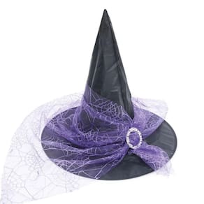 Chapéu De Bruxa Cloe Com Véu Roxo Halloween Fantasia