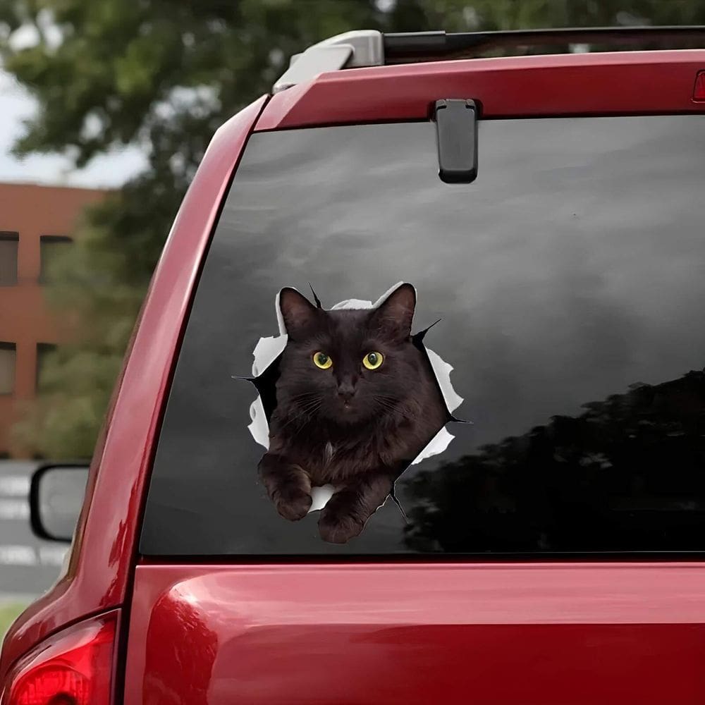 Adesivo Para Carro Gato Preto Mod03