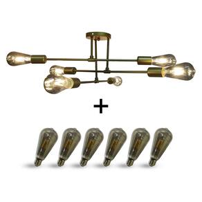 Lustre com 6 Lampadas Sputnik Candelabro Luminaria Sala Recepçao Ambiente Comercial Residencial Iluminaçao Decoraçao E27