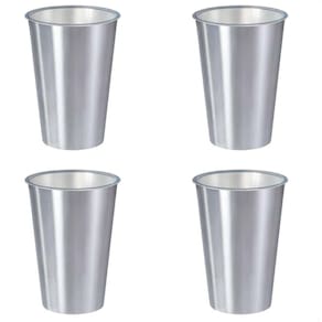 Kit 4 Copos 500 Ml Label Inox 14X8,5Cm Leve Prático Multiuso