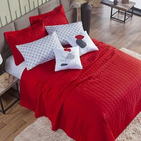 Colcha Cama Queen 7 Peças Basic 300 Fios Vermelho Lady