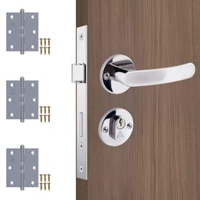 Fechadura Para Porta Externa Perfil Redondo + Dobradiças