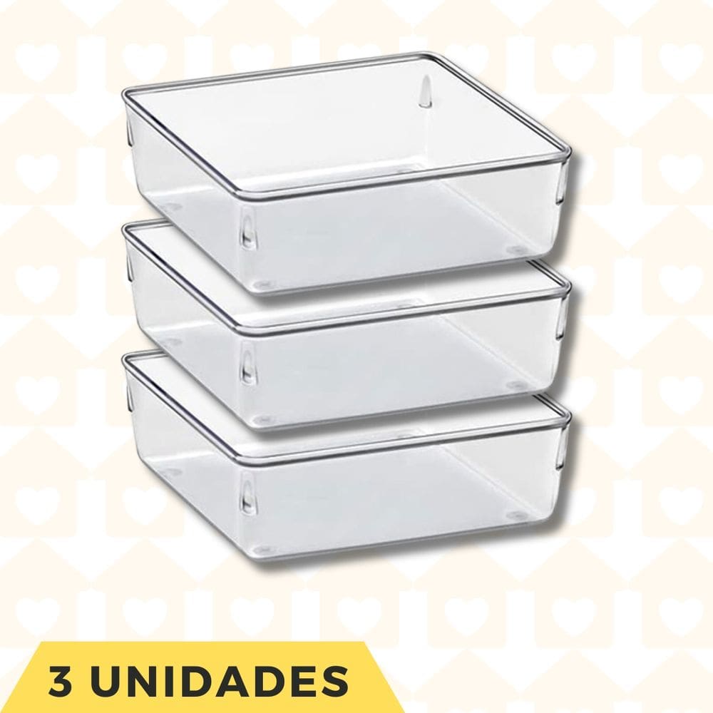 Jogo 3 Melhores Organizadores Transparente Acrilico Quadrados