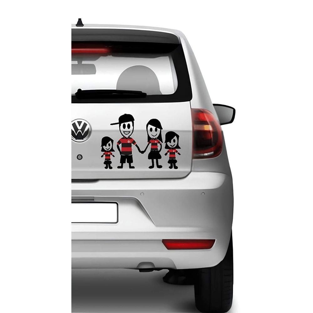 Adesivo Para Carro Familia Flamenguista + Casal + 2 Filhas