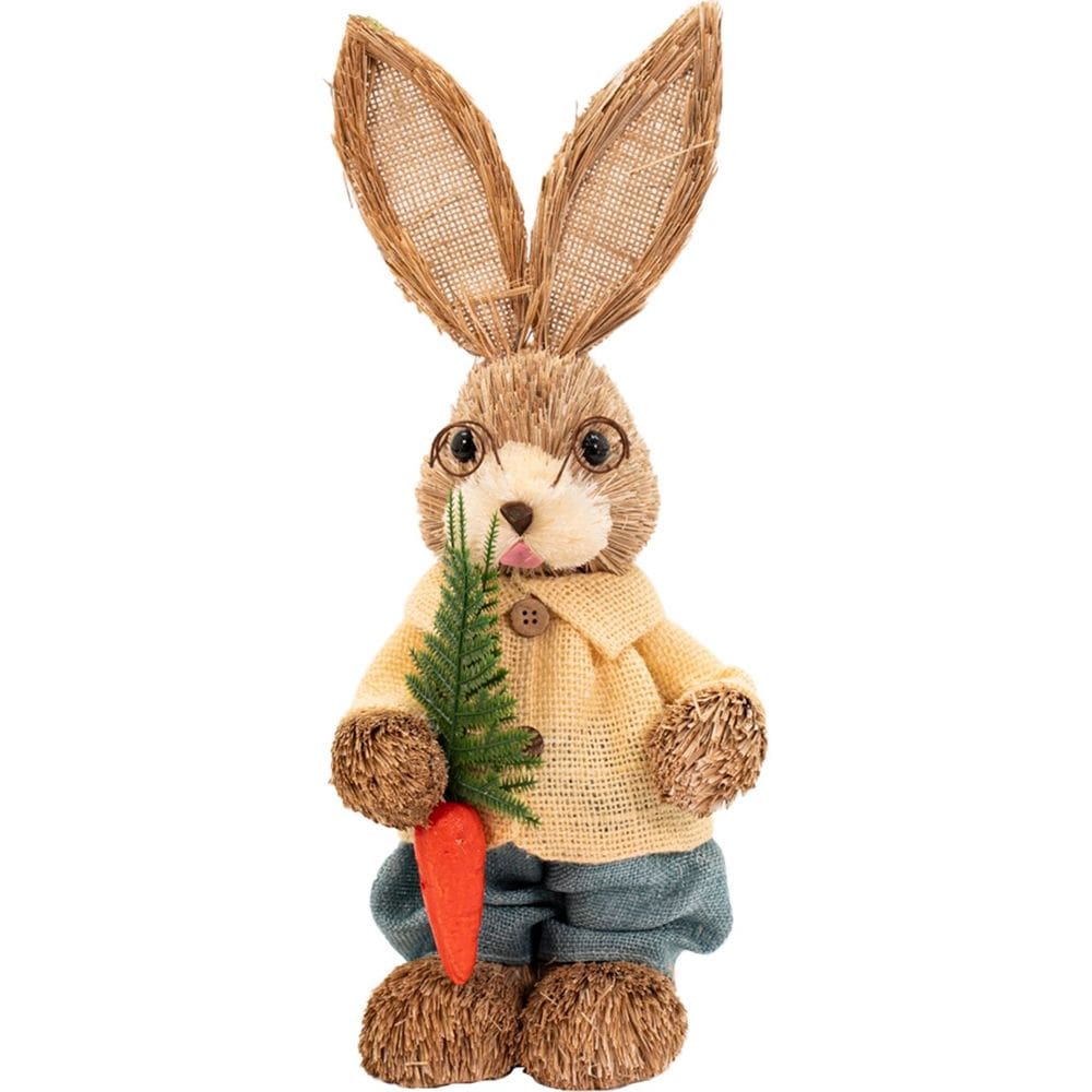 Coelho de Páscoa Coelhinho Em Palha Artesanal Enfeite 35cm