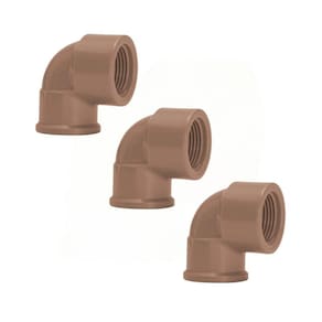 Kit 3 Joelho Cotovelo 90º Soldável Rosca 25Mmx1/2`` Marrom