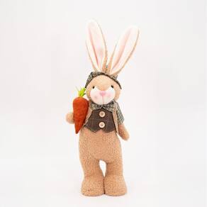 Coelho de Páscoa Coelhinho Marrom com Cenoura Enfeite 40cm