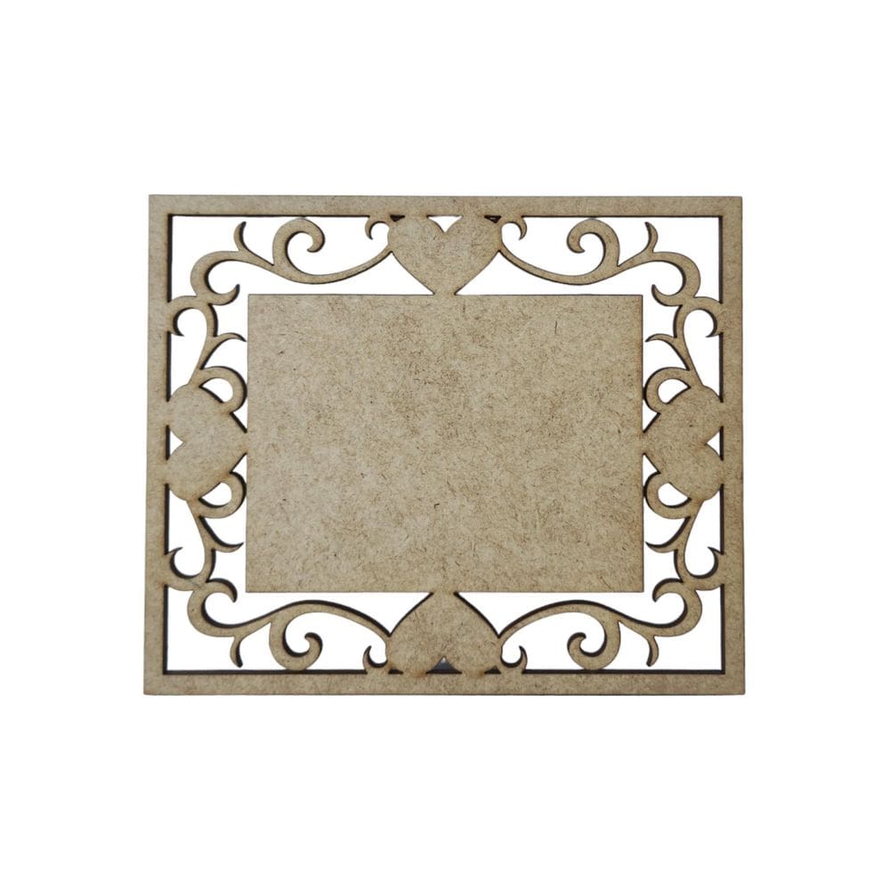 Placa Mdf Cru Artesanato Design Coração Quadrado Liso 35Cm
