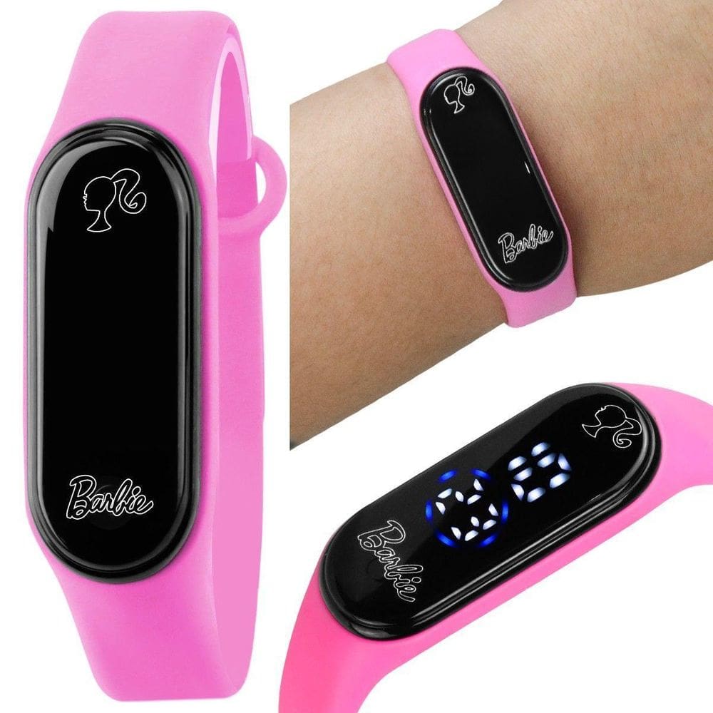 Bracelete Relogio Digital Barbie Prova D`Água Infantil Rosa