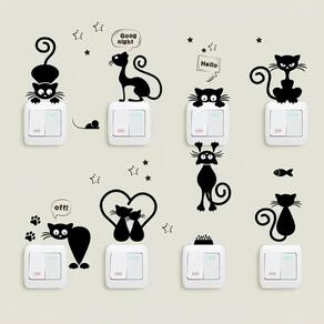 Kit C/08 Adesivos Para Interruptor Gatinhos