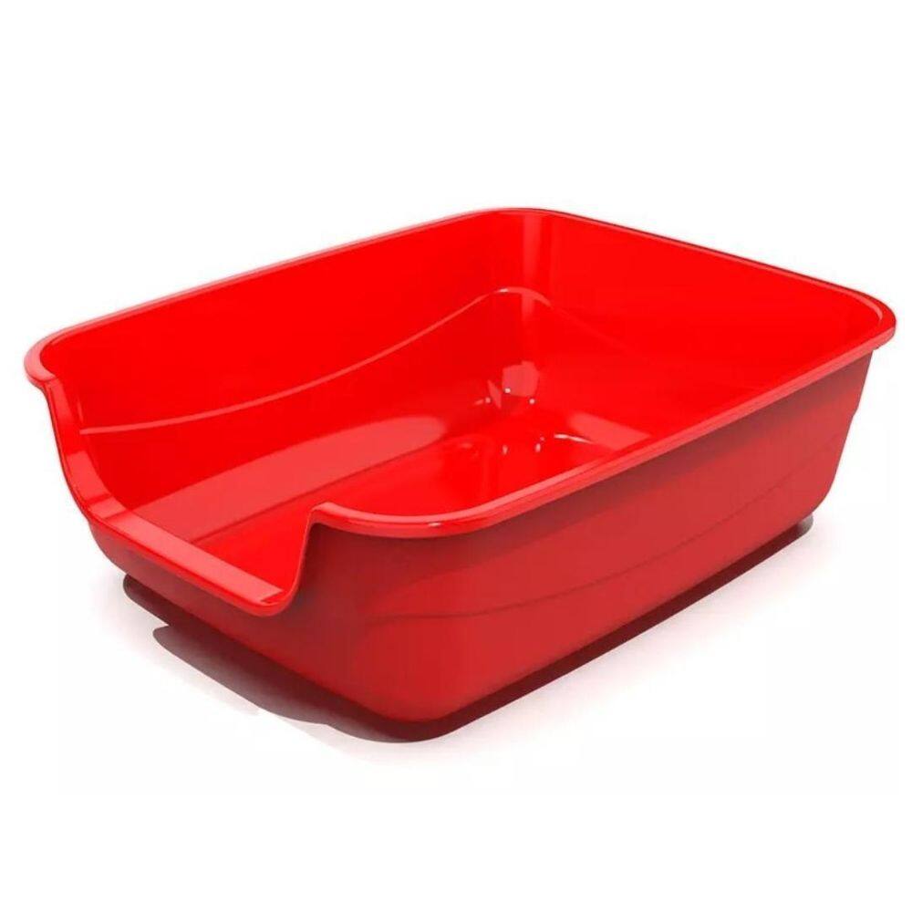 Caixa Areia Bandeja Sanitária Gigante Gatos Jumbox Vermelho