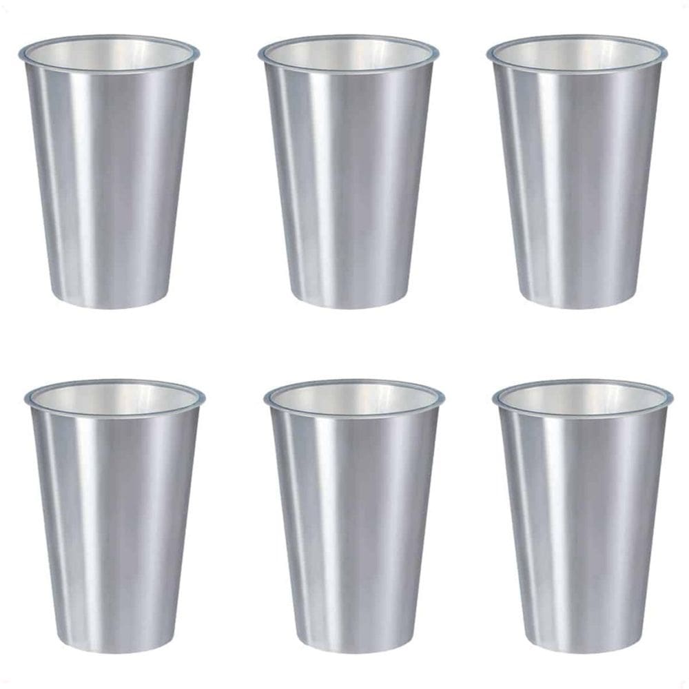 Kit 6 Copos 500 Ml Label Inox 14X8,5Cm Leve Prático Multiuso